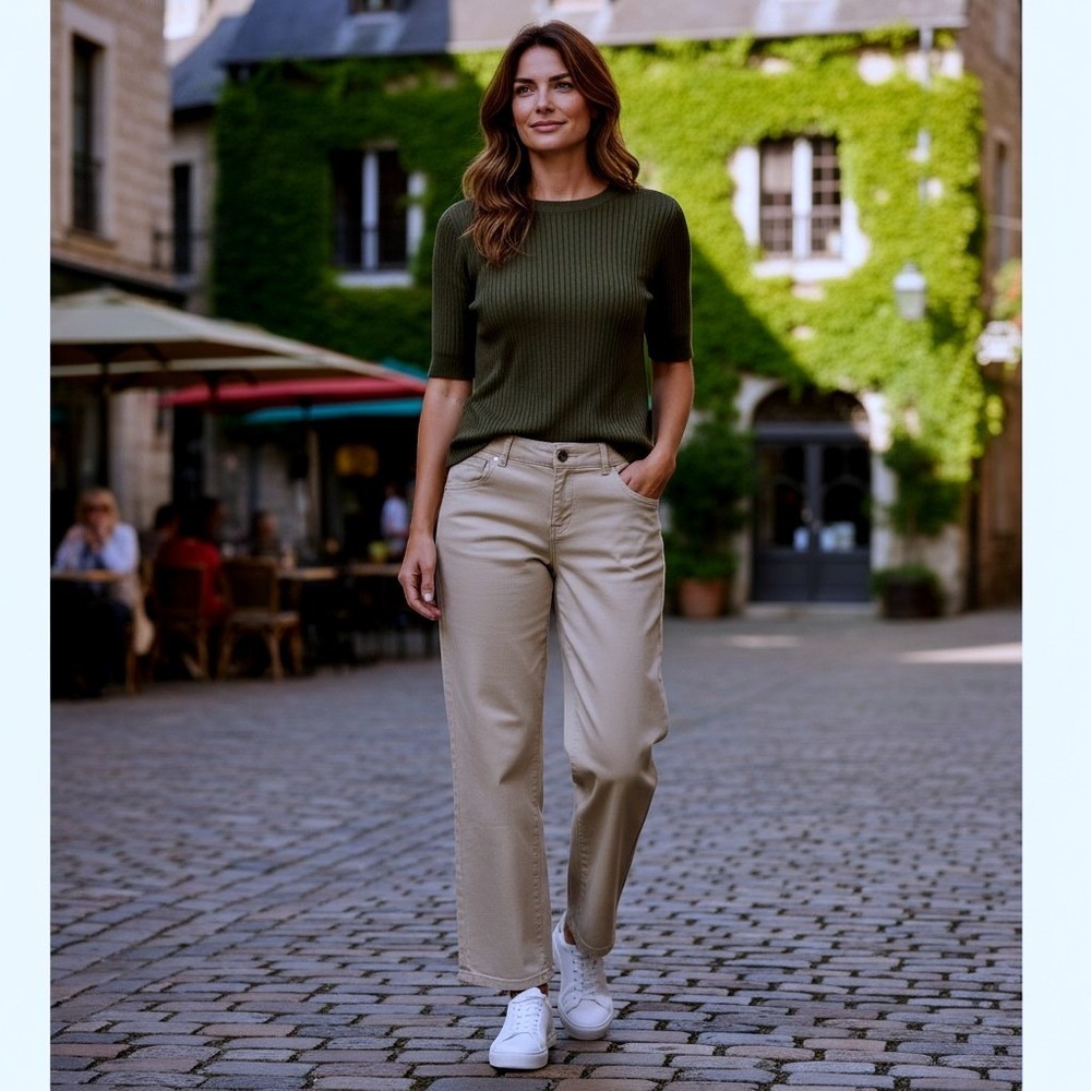 Jag Jeans Women's Size 4 (26") Khaki Tan Straight Leg Stretch Cotton Twill Pants